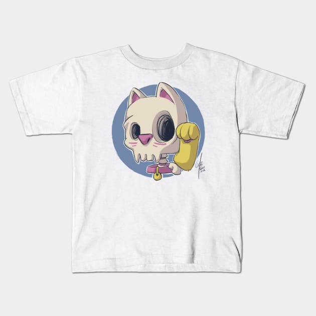 Skull Maneki Neko Kids T-Shirt by MBGraphiX